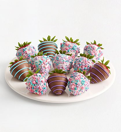 Chocolate Dipped Berries with Cotton Candy Topping