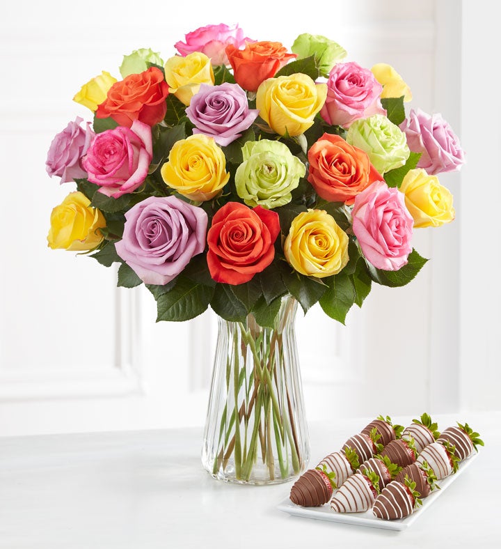 Deliciously Decadent™ Assorted Roses & Strawberries