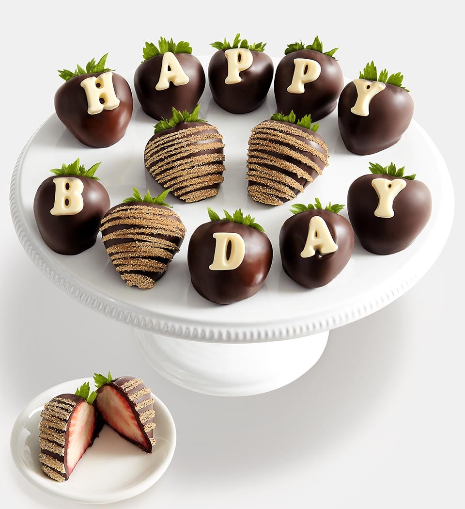 Happy Birthday Wishes™ Artisan Belgian Chocolate Covered Strawberries