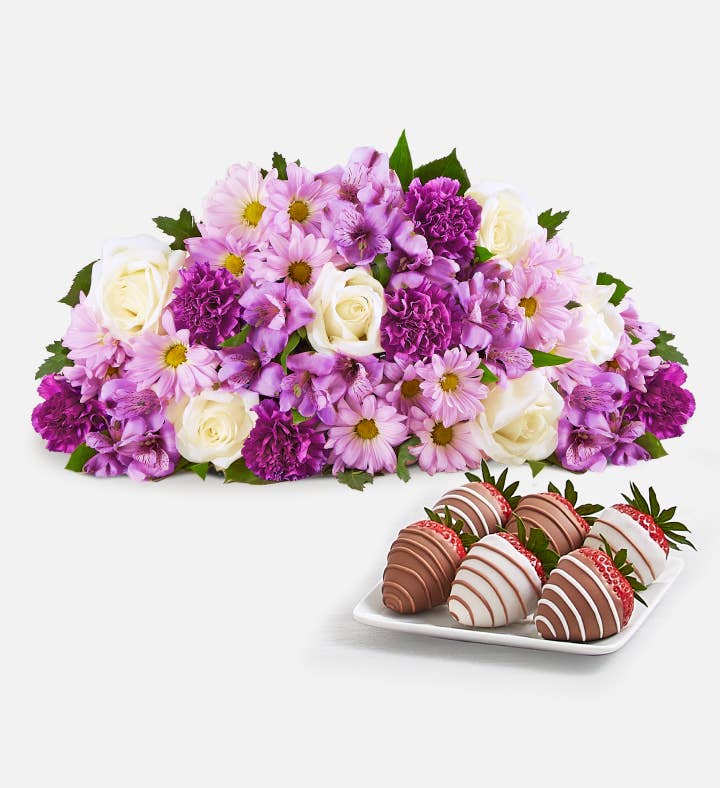 Lavender Garden Bouquet Only & ct Gourmet Drizzled Strawberries