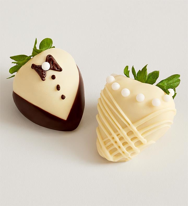 Bride and Groom Design Belgian Chocolate Covered Strawberries