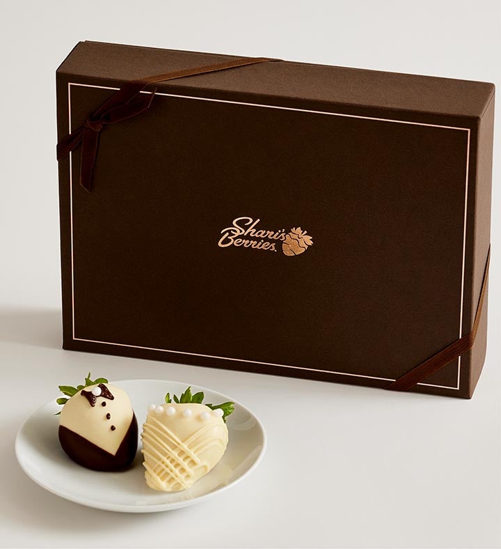 Bride and Groom Design Belgian Chocolate Covered Strawberries