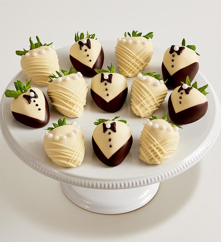 Bride and Groom Design Belgian Chocolate Covered Strawberries